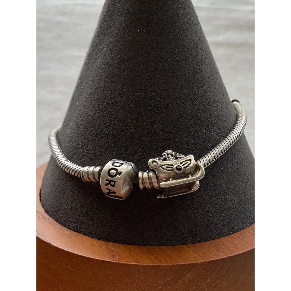 Pandora ALE 925 Sterling Silver Charm Bracelet Red Garnet Sleigh Charm